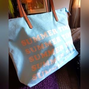 Summertime Turquoise Beach Bag or Large Purse, 16"x11.5", hangs 11" off shoulder